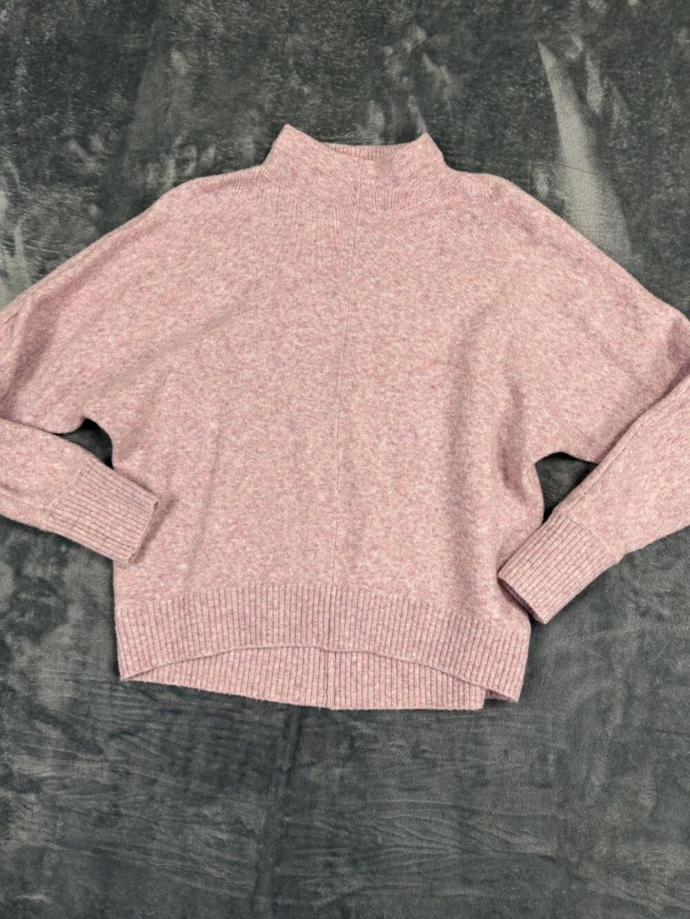 Loft Pink Mock Neck Sweater Small Ribbed Hem & Cuffs Soft Cotton Blend